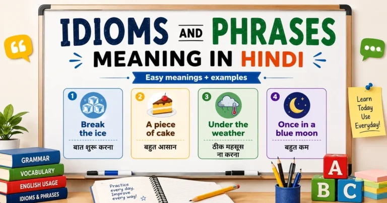 Idioms and phrases meaning in Hindi with easy English examples