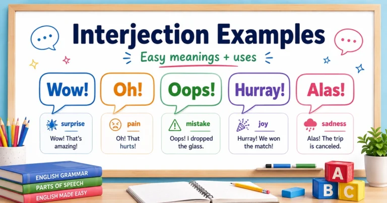 Interjection examples in English with meanings, types and sentences